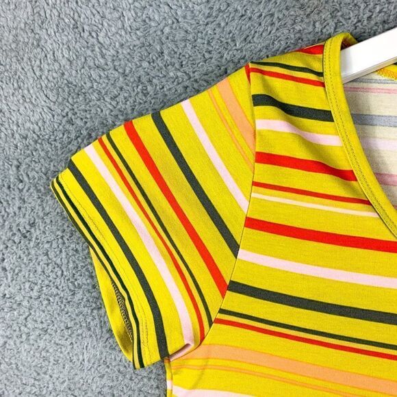 Lularoe Classic T Shirt Womens Small NEW Yellow Stripe Outdoor High Low Hem NWT - Picture 3 of 10